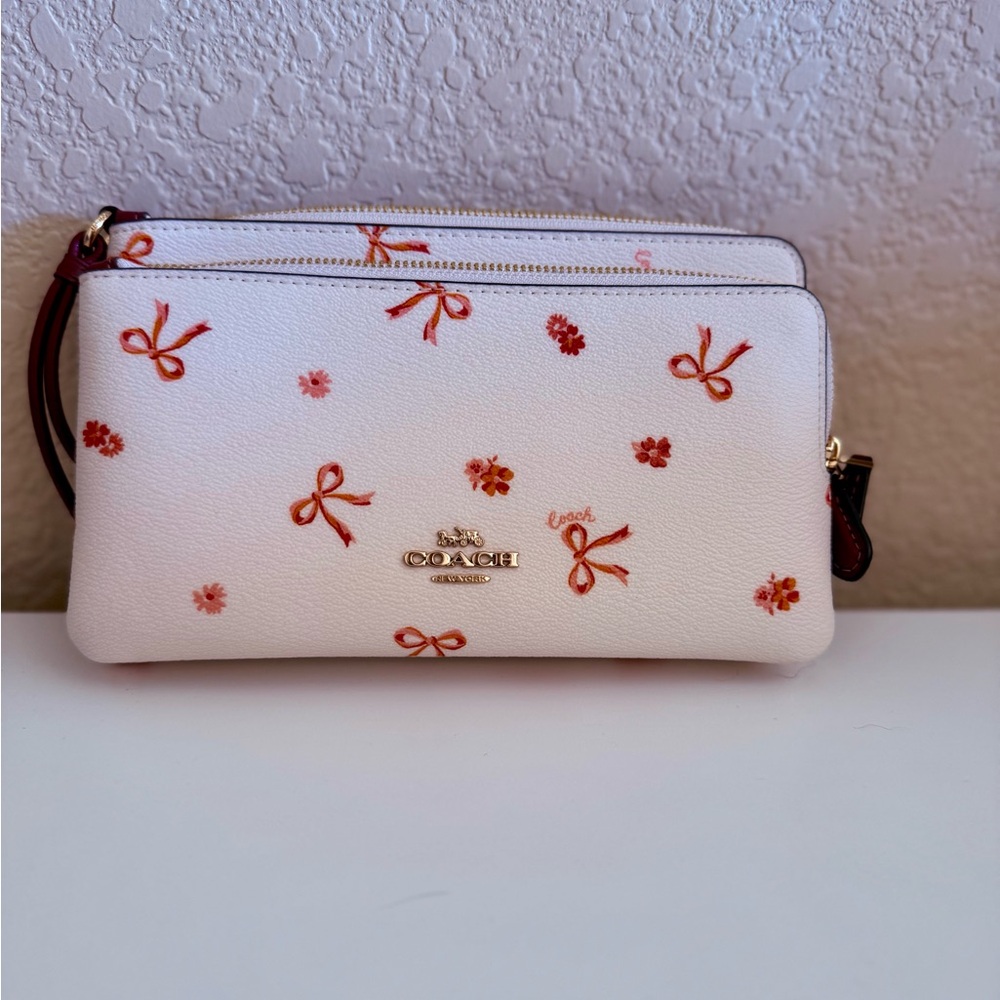 Coach White Tote and Pouch with Red and Pink Accents - Picture 3 of 3
